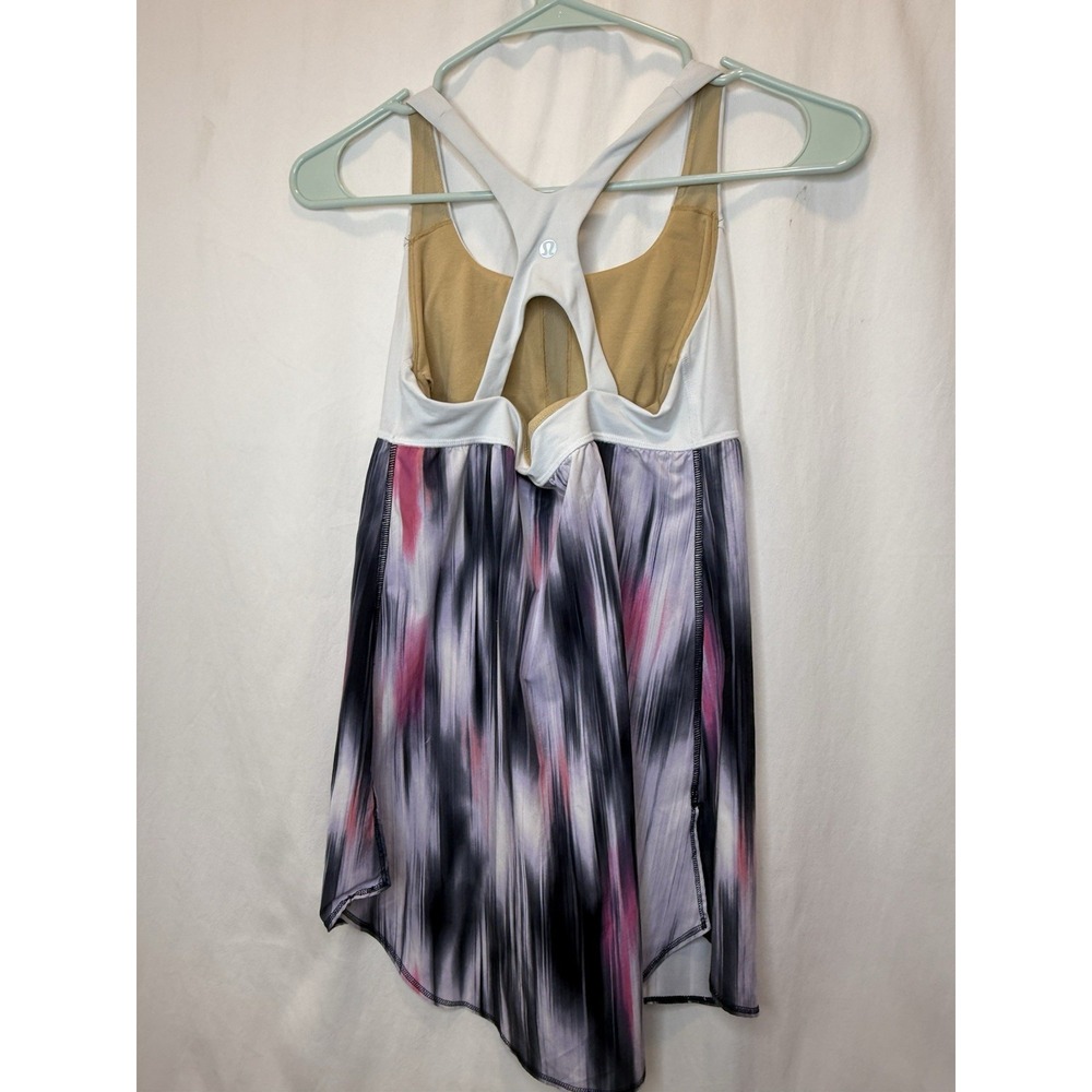 Lululemon Venus Tank Top Size 6 MIDI/WHT Mirage Deep Indigo / White Shelf Bra - Picture 2 of 2